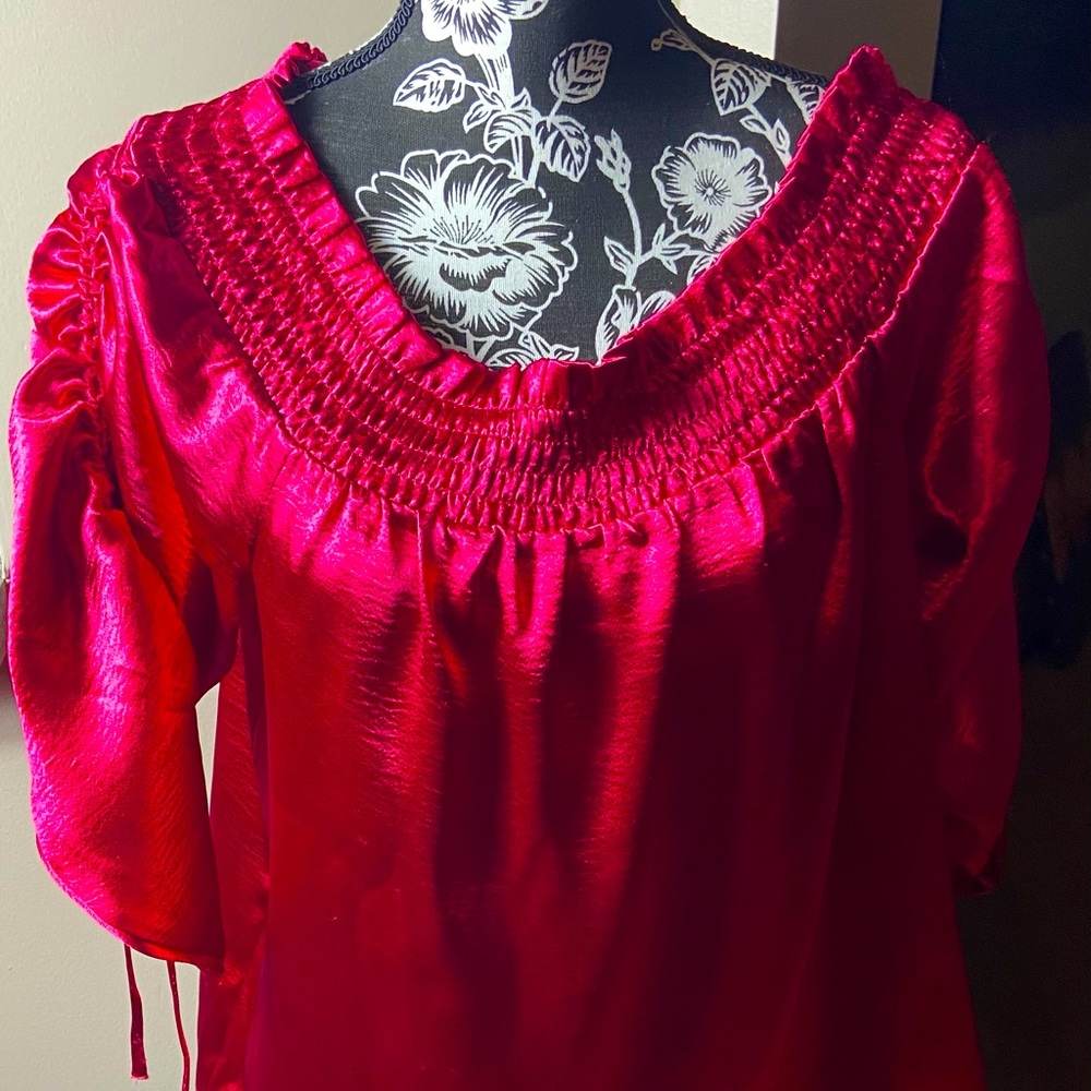 Project Runway Women’s Shoulder Top, New “Sale Priced” Christmas RED